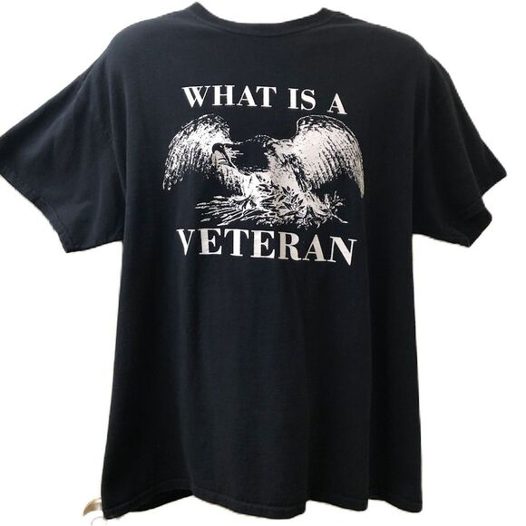 Veteran Eagle Men's Unisex Black Double Sided Graphic T-Shirt XL Gildan - Picture 1 of 8